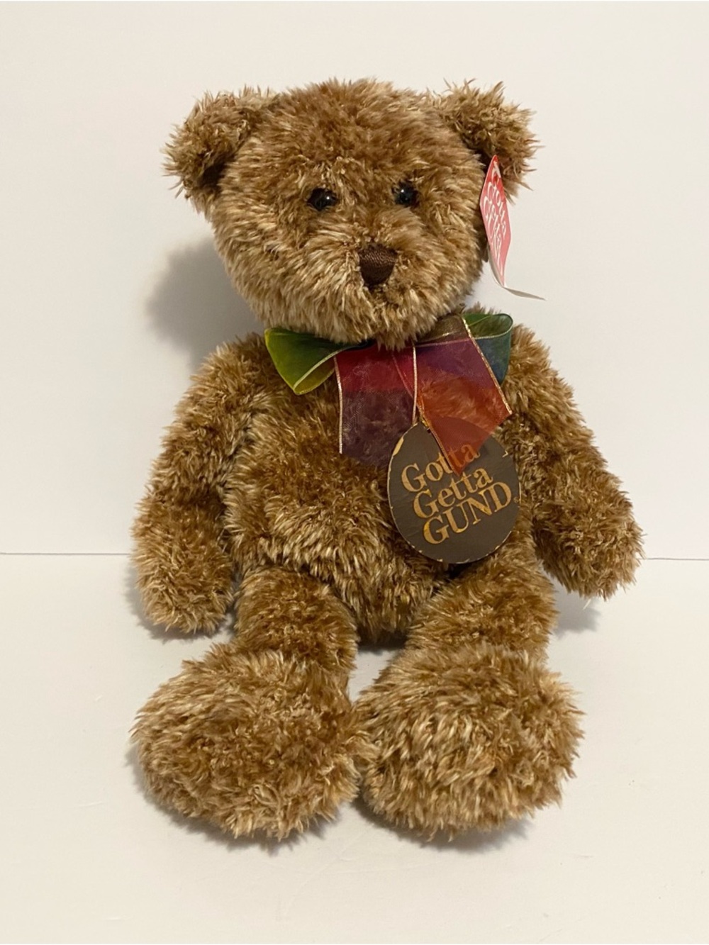 Gund Bearessence 15" Brown Teddy Bear Pride Bow Plush Rainbow Vintage With Tag